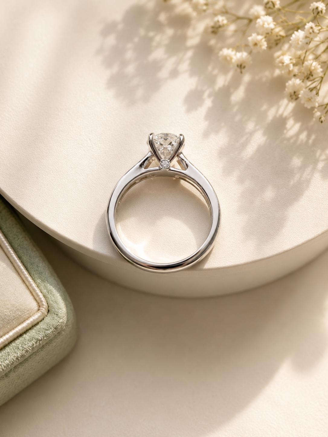six prong cathedral solitaire ring